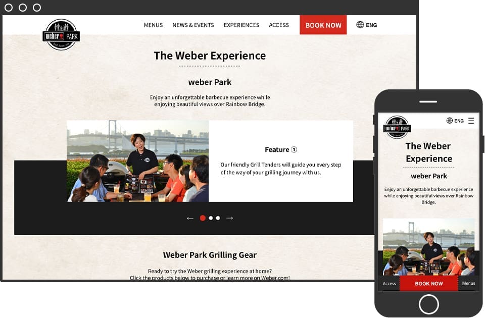 Weber Experience Page Desktop and Mobile view 
