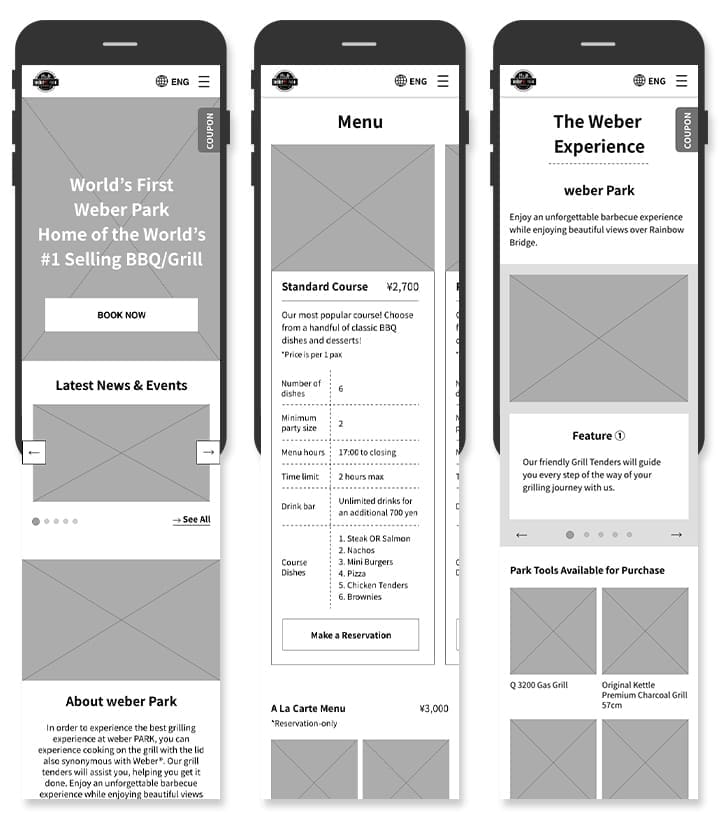 Weber Mobile Wireframes