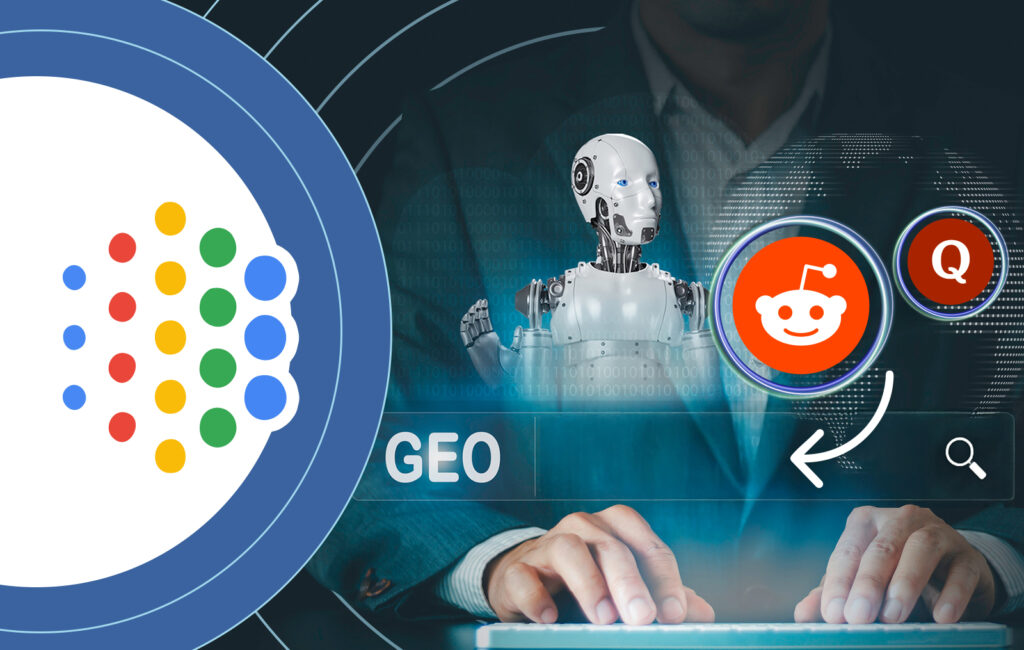 An image representing Googe AI mode referencing Reddit & other forums